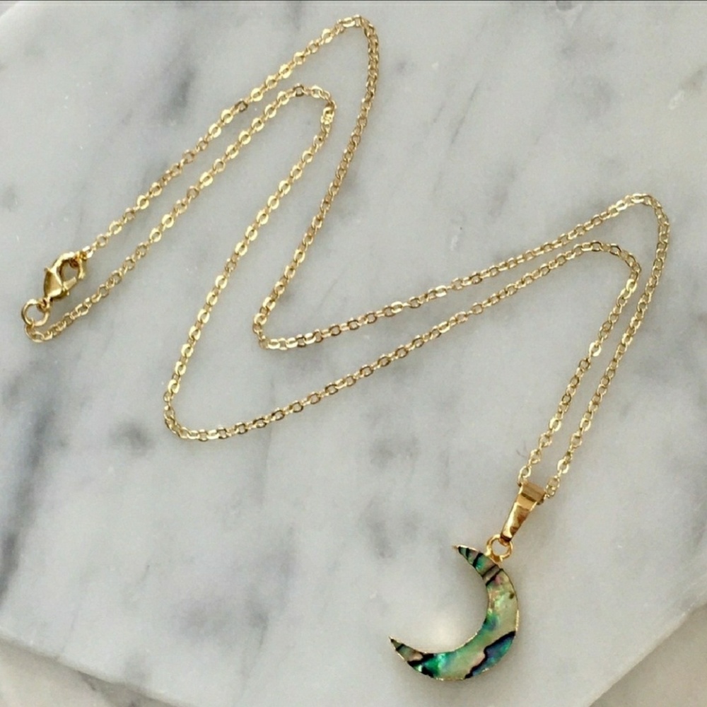 Crescent Moon Abalone Shell Necklace